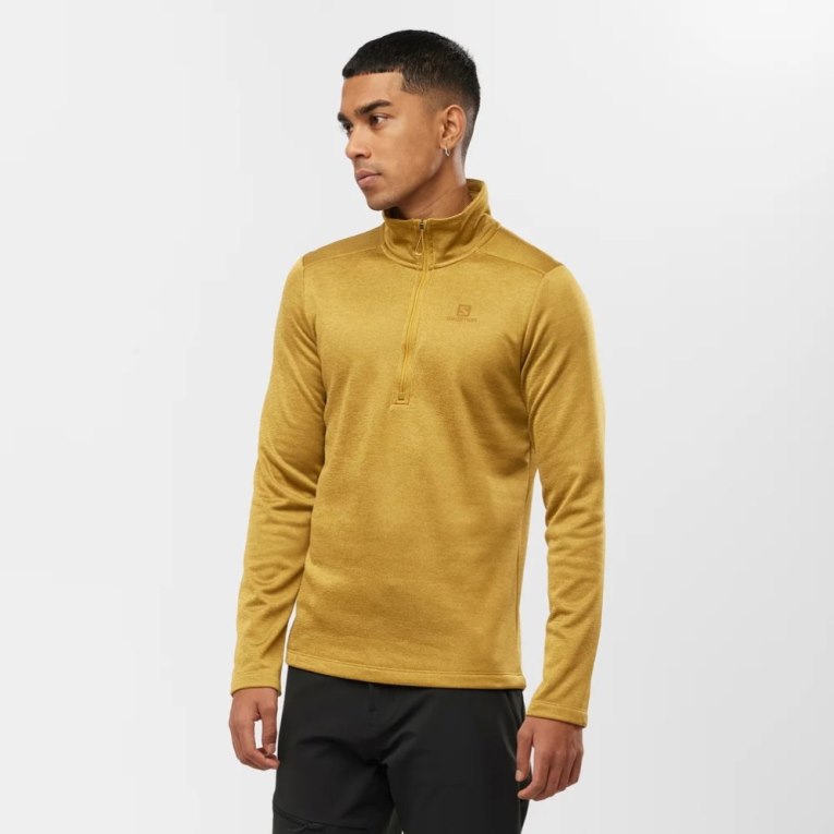 Gold Salomon Essential Lightwarm Seamless Half Zip Men\'s Sweatshirt | IE WL4932